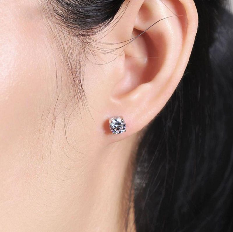Stud Earring for Women Moissanite Diamond Platinum Earring Jewelry