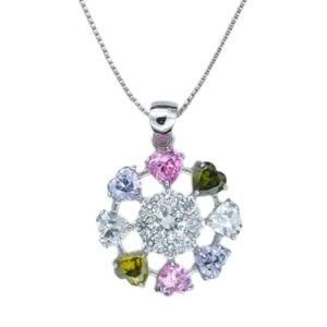 2015 Popular 925 Silver Rotary Multi Color CZ Snowflake Pendant