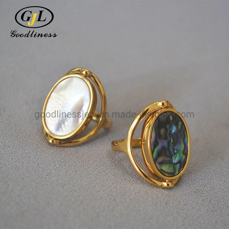Wholesale Original Design Double-Sided Rotating Shell Mother Shell Ring