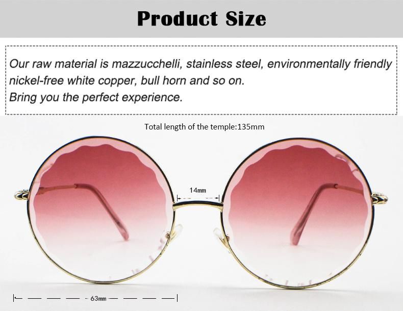 New Custom Logo Stock Metal Round Frame Women Sunglasses
