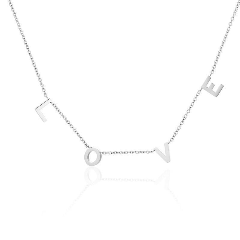 Love Mama Nana Titanium Steel Letter Necklace