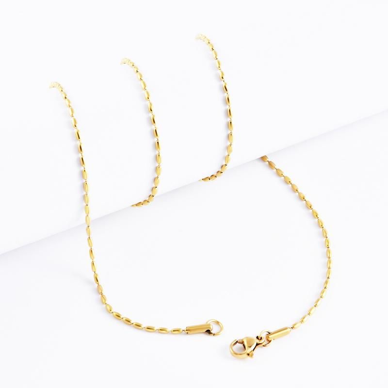 Hot Selling Gold Plated Stainless Steel Olive Bead Chain Necklace Accessories Chain for Jewelry Design