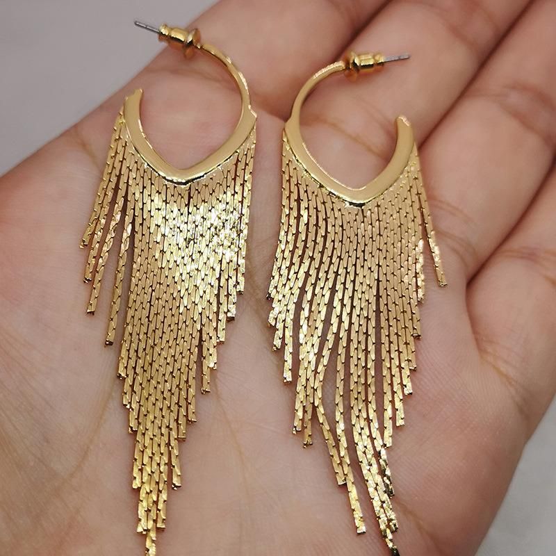 Wholesale Fashion Female Drop Earrings Tassel Water Drop Long Claw Chain Rhinestone Tassel Earrings Full Diamond Earring Jewelry