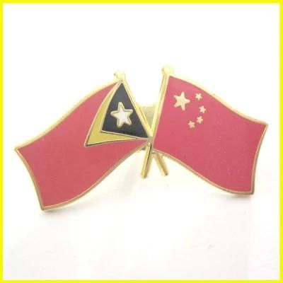 Soft Enameled Alloy China and East Timor Flag Pin