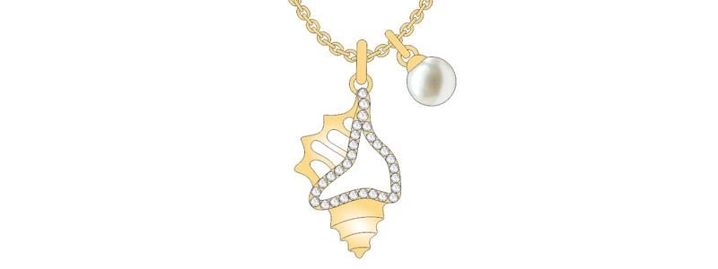 2020 New Release Marine Series Gold Pearl Elegant Conch Shape Jewelry Set