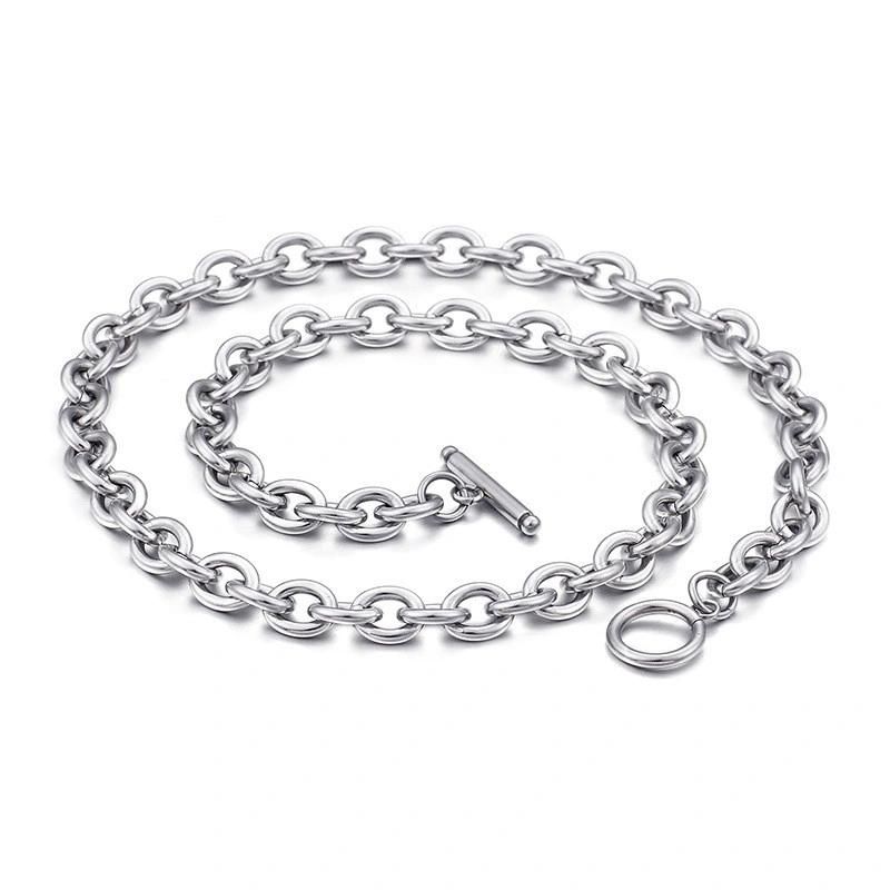 Stainless Steel O Chain Link Necklace with Ot Lock 18K Gold Plated for Women Men Jewelry