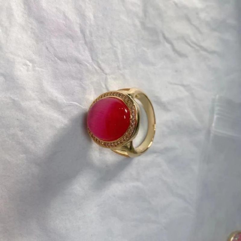 New Arrival Fashion Jewelry 925 Sterling Silver Jewelry Gold Plated Manufacturer High Quality Red Gems Ring
