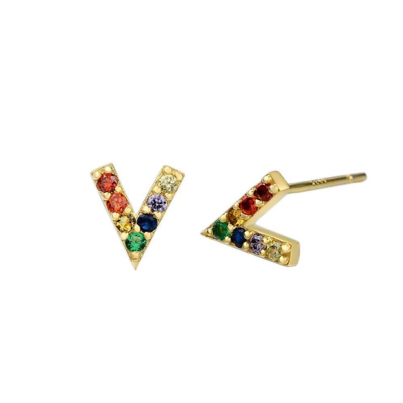 Hot Selling Colorful Brass Material Hollow Heart Shaped Stup Earrings