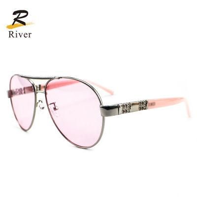 Fashion Shiny Metal Frame Women Wholesale Toad Sun Glasses