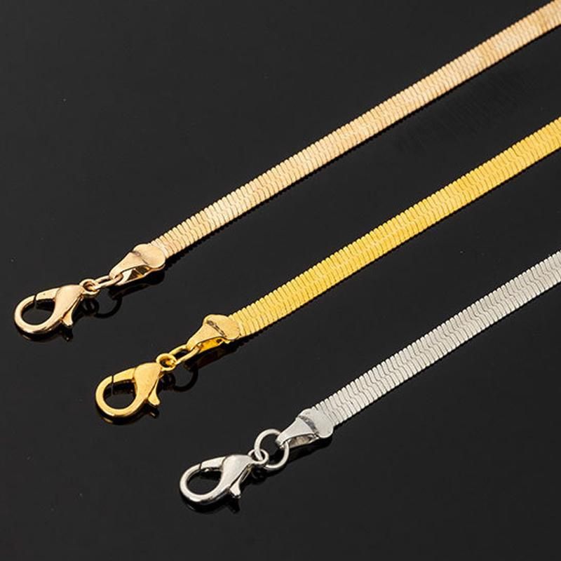 Plated Adjustable Herringbone Flat Snake Chain Necklace Fashion Jewelry