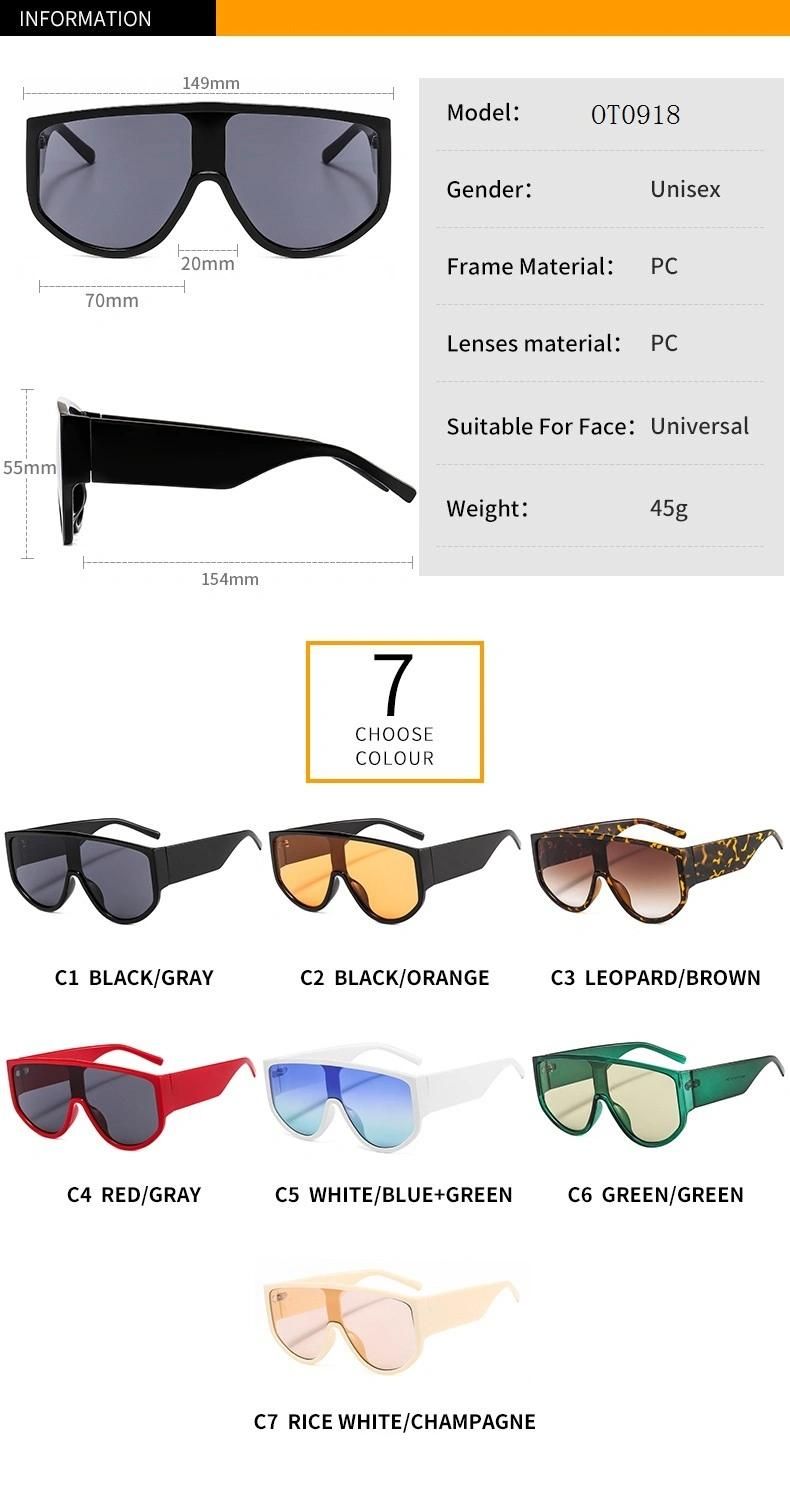 2020 Big Frame Retro Sunglasses One-Piece Lens Sunglasses