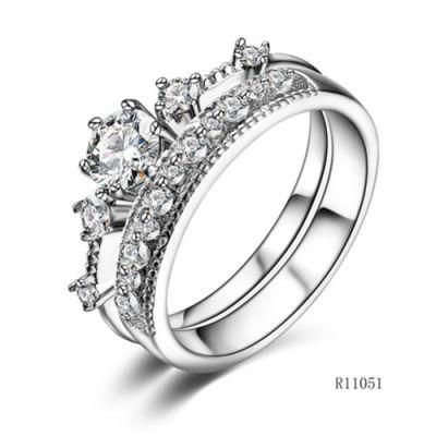 Fashion Crown 925 Sterling Silver with CZ Ring