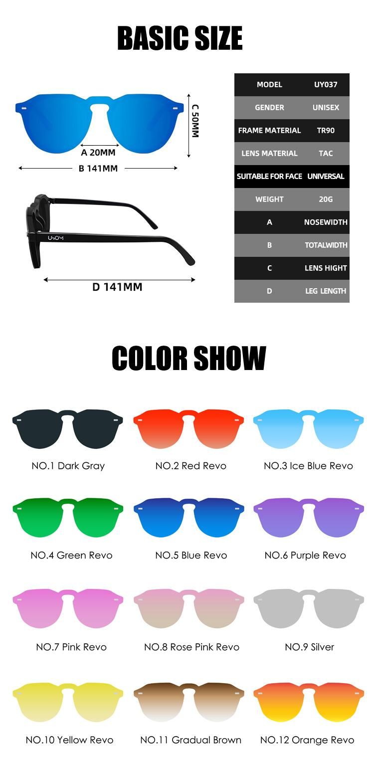 Usom Hot Sale for Unisex Sunglass Retro Mirror Coating Lens PC Injection Tac Polarized Sunglasses