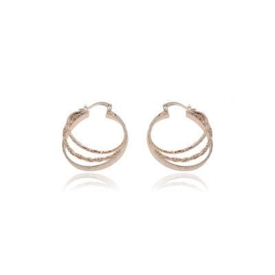 Brass Plated Jewelry Gold Circle Shaped Lady Fashion Earrings