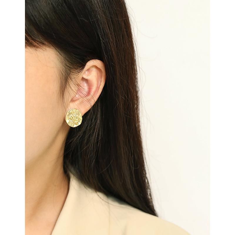Fashion Vintage Romantic Rose Round Earrings Jewelry