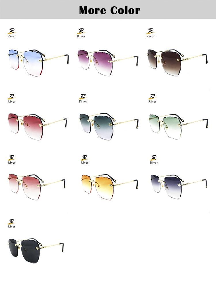 New Custom Logo Stock Trimmed Frameless Women Sunglasses