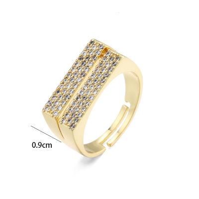 Fashion Geometry Double Row Color Zirconia Open Ring
