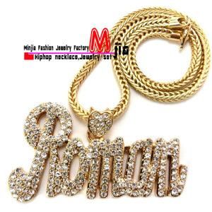Fully Iced out Nicki Minaj Style Roman Pendant Necklace Jewelry with Rhinestones (MP824)