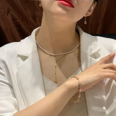 European Baroque Pearl 18K Gold Plated Chunky Chain Layered Choker Necklace Gold Queen Coin Pearl Cross Pendant Necklace