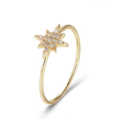 Trendy Hot Sale Jewelry Prong Setting CZ Star Gold Ring for Women