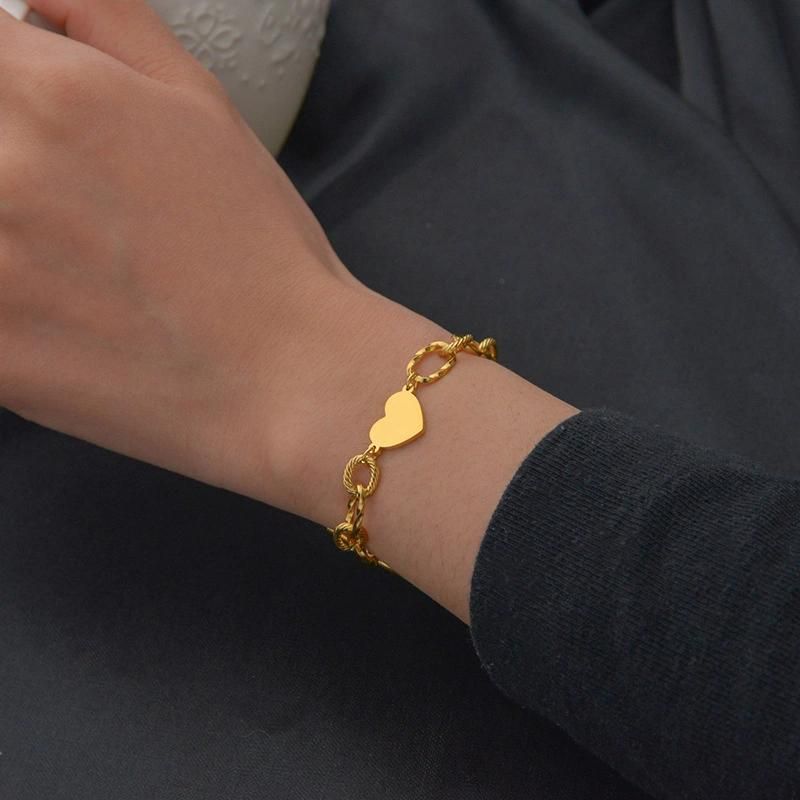 Hip Hop Bracelet Stainless Steel Net Red Temperament Printed Heart Bracelet