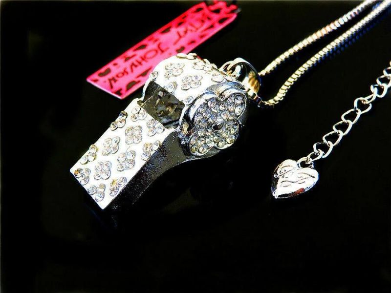 Crystal Glamour Whistle Pendant Necklace Sweater Chain