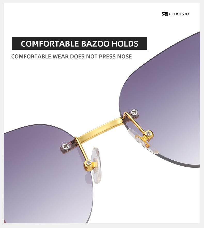 Rimless Sun Glasses Oval Eyewear Man Women Sunglasses Metal High Quality Sunglasses