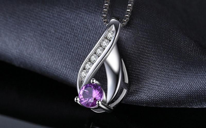 925 Sterling Silver Pendant for Fashion Women Fine Jewelry with Gemstone Amethyst