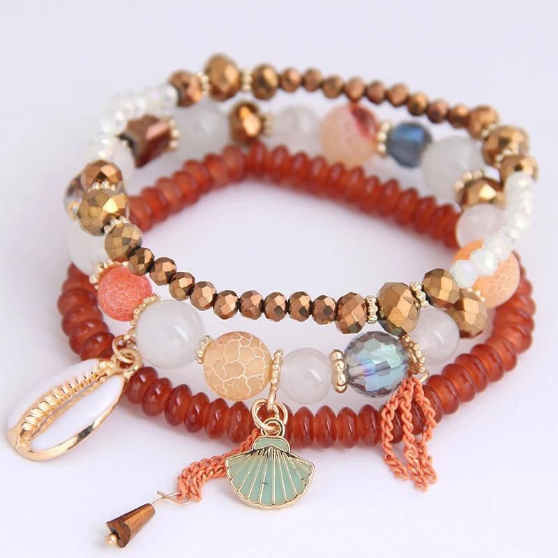 Fashion Jewelry Bohemian Strings Oceanic Style Multi-Layered Beaded Crystal Bracelets