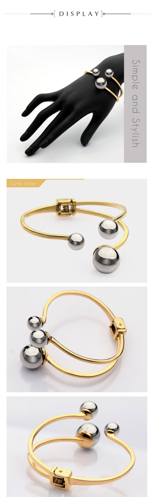 Fashion Jewelry New Arrival Stainless Steel Beautiful Delicate Three Beads Combination Bracelets