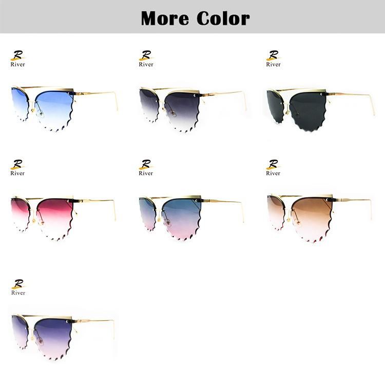 Butterfly Type Wholesale Custom Logo Trimmed Half Frame Women Sunglasses