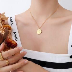 Trendy Design French Ins Sweater Chain Stainless Steel Choker Square White Seashells Pendant Necklace for Women