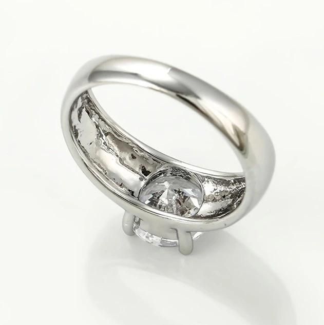 Wholesale Rings Hot Selling Silver Color Big Diamond Simple Ladies Jewelry