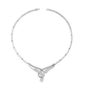 Sterling Silver Chain Baguette Stone Necklace