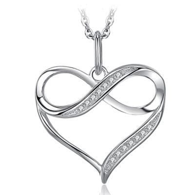 925 Sterling Silver Jewelry Love Infinity Heart Pendant Necklace Fashion Jewelry Wholesale