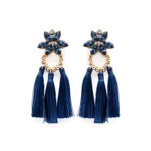 China Factory Fashion Jewelry Gift Women Blue Boho Tassel Drop Earrings
