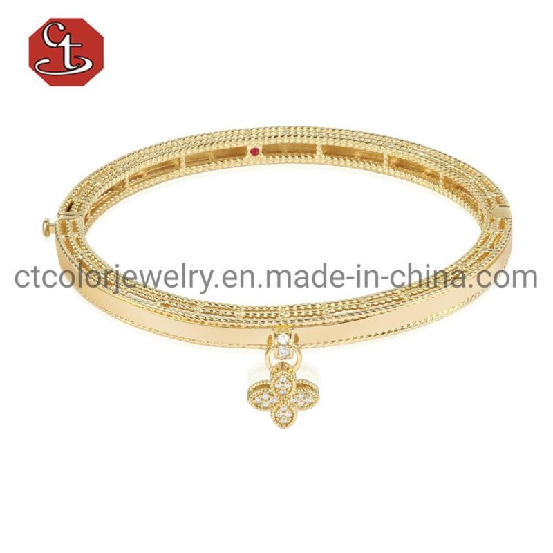 Fashion Bracelet Jewelry 18K Rose Gold Sterling Silver Cubic Zirconia Custom Bangle