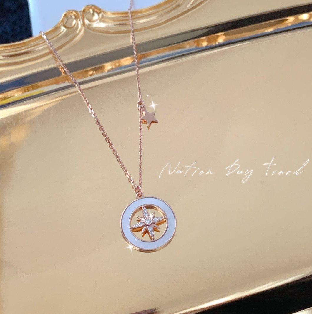 18K Gold Diamond Eight-Pointed Star Light Necklace