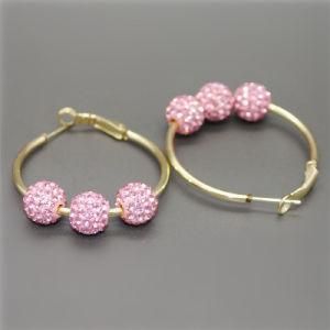 2014 Newest Shamballa Earring Alloy Plated 3PCS 10mm Shamballa Beads Wire Ear Loop Earring (E130001)