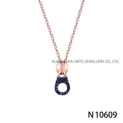 Blue Spinels Over Rose Gold Plated Silver Necklace