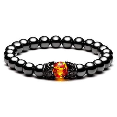 Wish Couple Jewelry Lava Stone Crown Distance Bracelets 8mm Natural Stone Healing Energy Beads Bracelet