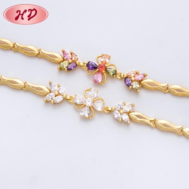 Popular Design Colorful Luxury Style Charm Zircon Gold Filled Bracelet