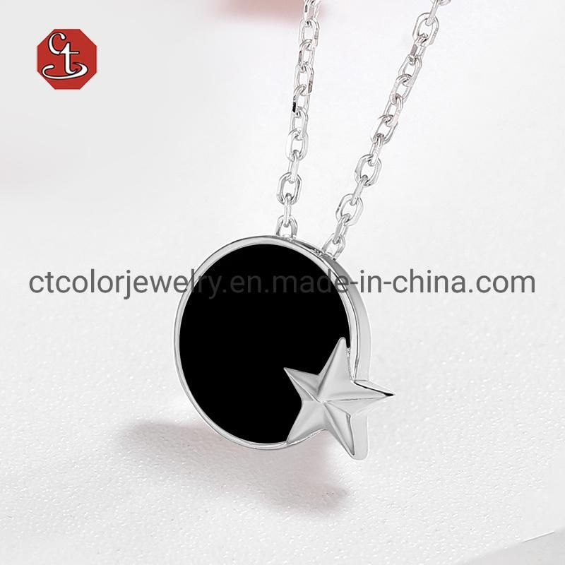 Jewelry Women Fashion Enamel Silver&Brass CZ Small Bell Charm Necklace