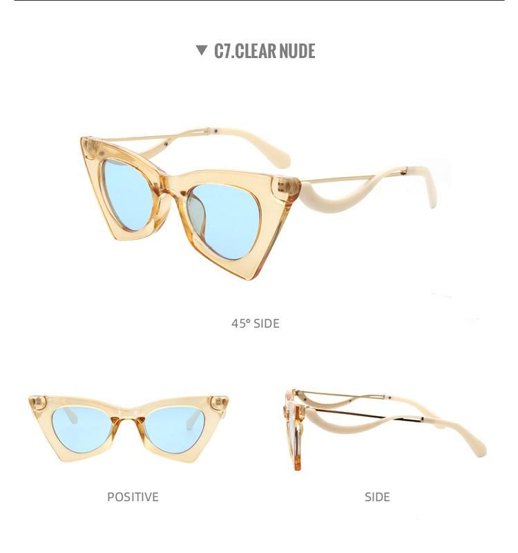 2022 Newest Vintage Luxury Triangle Design Sunglasses Women Cat Eye