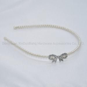Plastic Pearls Metal Bow Headband Fashion Hair Accessories