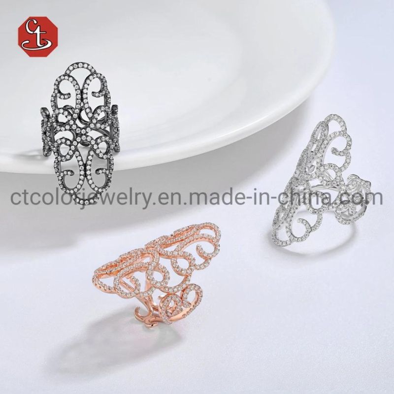 Fashion Jewelry Factory Price Silver Ring Popular Hollow Rings for Women