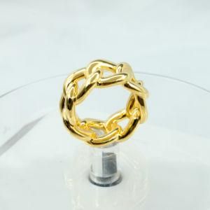 Fashion Silver Rings, Plan Rings in Brass with 18K Gold Plated