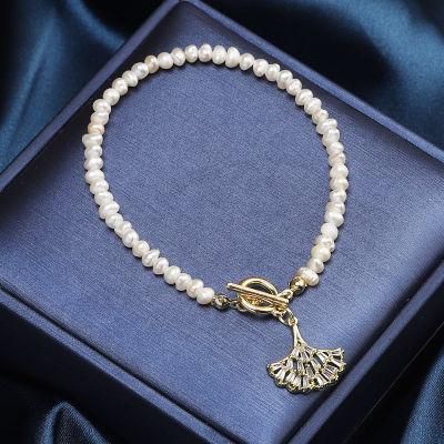 Pearl Chain Bracelet Ginkgo Leaf Fashion Jewelry