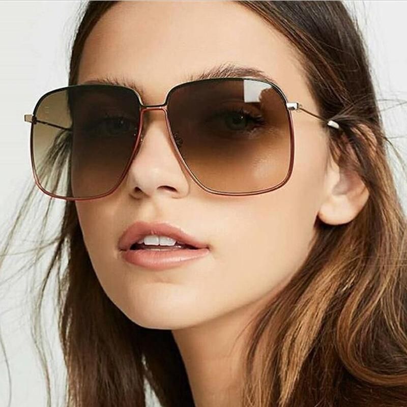 2023 High Quality Fashion Big Frame Metal Women Sunglasses