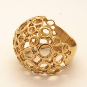 New Design! Hollow Stainless Steel Jewelry Gold Plating Finger Ring (RZ1535)